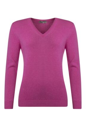 Ladies Great & British Knitwear 100% Lambswool Plain V Neck Jumper