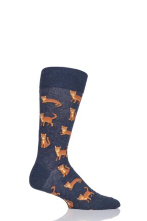 Mens 1 Pair HotSox All Over Cats Cotton Socks