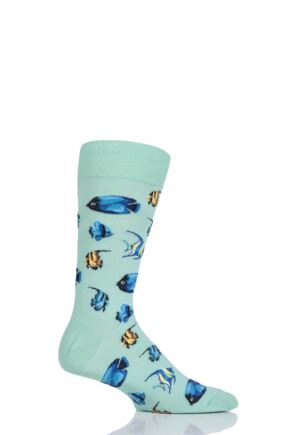 Mens 1 Pair HotSox Tropical Fish Cotton Socks