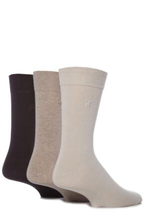 Mens 3 Pair Farah Plain Comfort Cuff Socks