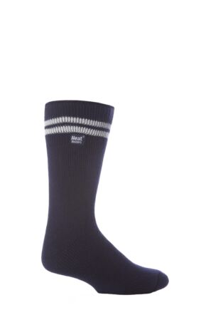 Mens 1 Pair Heat Holders For Football Fans Socks In Navy and White