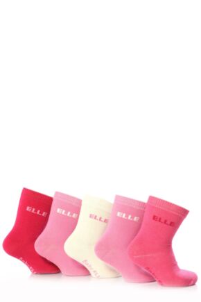 Girls 5 Pair Baby Elle Pink Plain Socks Pink 0-0