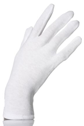 Ladies 1 Pair SOCKSHOP Cotton Hosiery Gloves White