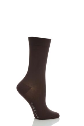 Ladies 1 Pair Falke Cotton Touch Anklet Socks Dark Brown 35-38
