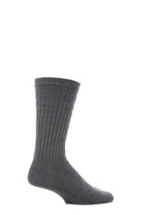 Mens 1 Pair HJ Hall Thermal Wool Softop Socks Mid Grey 6-11