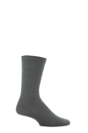 Mens 1 Pair HJ Hall Original Cotton Softop Socks Mid Grey 11-13