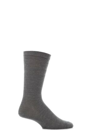 Mens 1 Pair HJ Hall Extra Wide Cotton Softop Socks Mid Grey 11-13