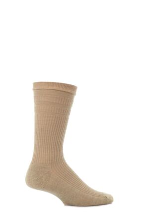 Mens 1 Pair HJ Hall Extra Wide Wool Softop Socks Oatmeal 6-11