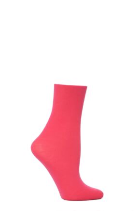 Ladies 1 Pair Trasparenze Monique 60 Denier Cotton Sock Hot Pink