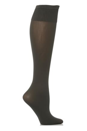 Ladies 1 Pair Trasparenze Cinzia Microfibre Knee Highs Dark Grey