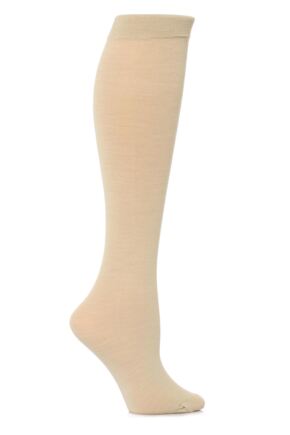 Ladies 1 Pair Trasparenze Jennifer Merino Wool Knee High Socks Stone