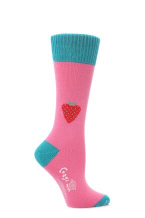 Ladies 1 Pair Corgi 100% Cotton Strawberry Socks