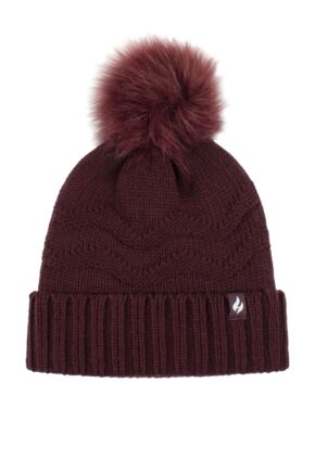Ladies 1 Pack Heat Holders Cotswolds Turnover Pom Pom Hat