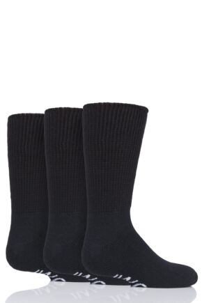 Boys and Girls 3 Pair Iomi Footnurse Cushioned Foot Diabetic Socks Black 12.5-3.5 Kids (7-12 Years)