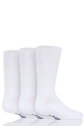 Boys and Girls 3 Pair Iomi Footnurse Cushioned Foot Diabetic Socks White 12.5-3.5 Kids (7-12 Years)