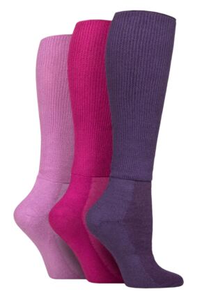 Mens and Ladies 3 Pair Iomi Footnurse Cushion Foot Bamboo Diabetic Knee High Socks Blackberry 4-8 Ladies