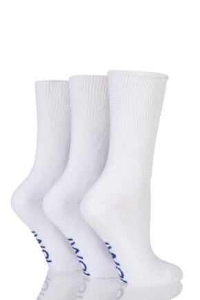 Ladies 3 Pair Iomi Footnurse Gentle Grip Cushioned Foot Diabetic Socks White 4-8 Ladies