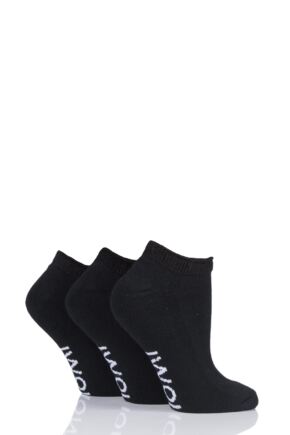 Ladies 3 Pair Iomi Footnurse Cushioned Foot Diabetic Trainer Socks Black 4-8 Ladies