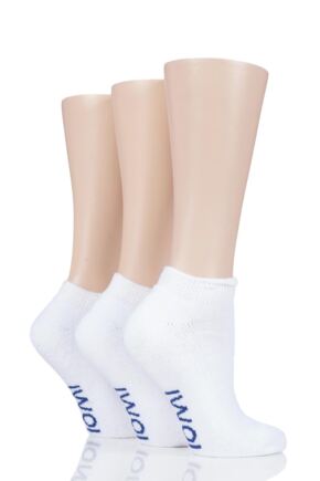 Ladies 3 Pair Iomi Footnurse Cushioned Foot Diabetic Trainer Socks White 4-8 Ladies