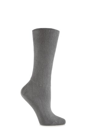 Ladies 1 Pair Iomi Footnurse Oedema Extra Wide Cotton Socks Grey 4-7
