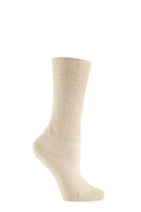 Ladies 1 Pair Iomi Footnurse Oedema Extra Wide Cotton Socks Beige 4-7