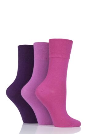 Ladies 3 Pair Iomi Footnurse Gentle Grip Diabetic Socks Pink 4-8