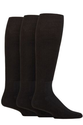 Mens and Ladies 3 Pair Iomi Footnurse Cushion Foot Bamboo Diabetic Knee High Socks Black 4-8 Unisex