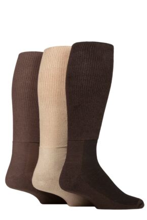 Mens and Ladies 3 Pair Iomi Footnurse Cushion Foot Bamboo Diabetic Knee High Socks Coffee Bean 6-8.5 Unisex