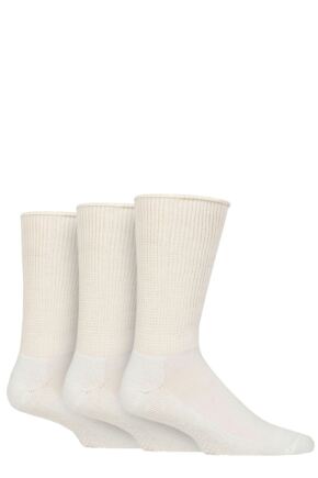 Mens 3 Pair SOCKSHOP IOMI FootNurse Diabetic Slipper Socks White 12-14