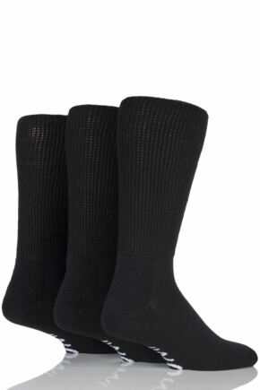 Mens 3 Pair Iomi Footnurse Gentle Grip Cushioned Foot Diabetic Socks Black 12-14 Mens