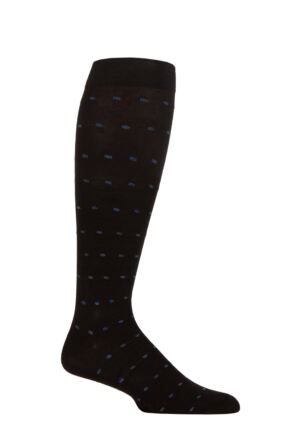 Mens 1 Pair SOCKSHOP Iomi Footnurse Patterned Cotton Flight Socks Black / Blue / Charcoal Squares 6-8.5