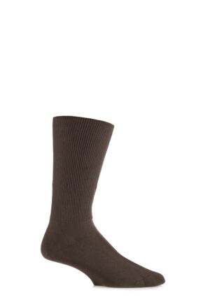 Mens 1 Pair Iomi Footnurse Oedema Extra Wide Cotton Socks Brown 9-11