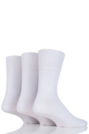 Mens 3 Pair Iomi Footnurse Gentle Grip Diabetic Socks White 6-11