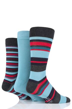 Mens 3 Pair SOCKSHOP Wild Feet Bamboo Multi Stripe Socks