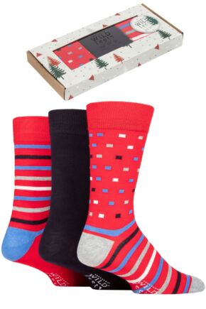 Mens 3 Pair SOCKSHOP Wildfeet Gift Boxed Bamboo Socks Red 7-11 Mens