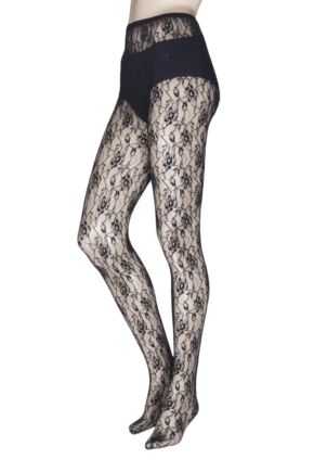 ladies navy patterned tights