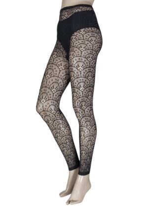 Ladies 1 Pair Jonathan Aston Treasure Lace Design Footless Tights