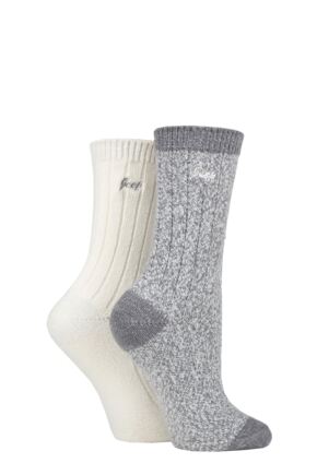 Ladies 2 Pair Jeep Super Soft Ribbed Boot Socks
