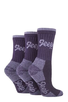 Ladies 3 Pair Jeep Luxury Terrain Boot Socks Lilac / Purple 4-8 Ladies