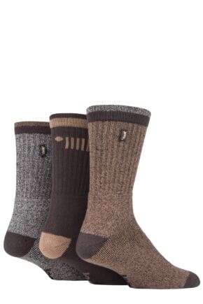 Mens 3 Pair Jeep Terrain Leisure Socks Brown / Earth 6-11 Mens