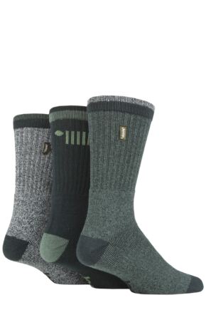 Mens 3 Pair Jeep Terrain Leisure Socks Forest / Grey 6-11 Mens