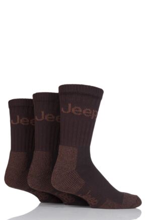 Mens 3 Pair Jeep Luxury Terrain Boot Socks Brown 6-11 Mens