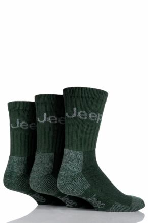 Mens 3 Pair Jeep Luxury Terrain Boot Socks Forest Green 6-11 Mens