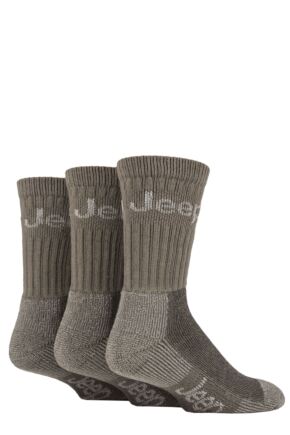 Mens 3 Pair Jeep Luxury Terrain Boot Socks Khaki / Sand 6-11 Mens