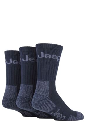 Mens 3 Pair Jeep Luxury Terrain Boot Socks Navy / Sky 6-11 Mens