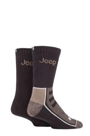 Mens 2 Pair Jeep Exclusive to SOCKSHOP Bamboo Boot Socks Brown / Earth 6-11 Mens