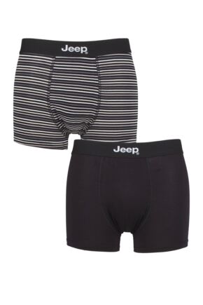 Mens 2 Pack Jeep Plain and Fine Striped Fitted Bamboo Trunks