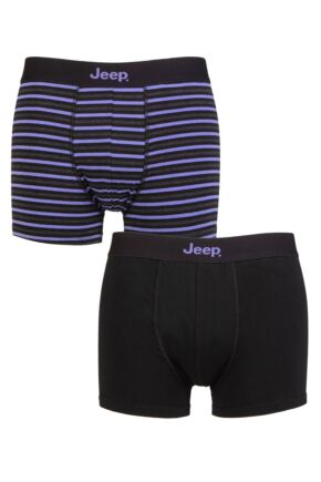 Mens 2 Pack Jeep Cotton Fitted Striped Trunks