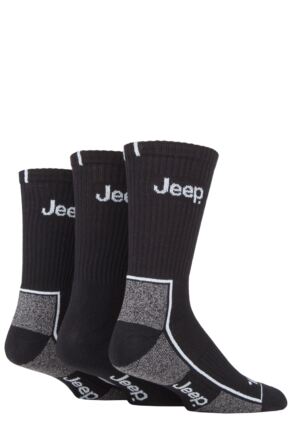 Mens 3 Pair Jeep Cushioned Crew Cotton Sport Socks