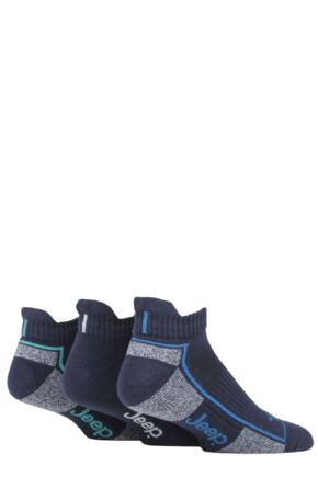 Mens 3 Pair Jeep Cushioned Trainer Socks